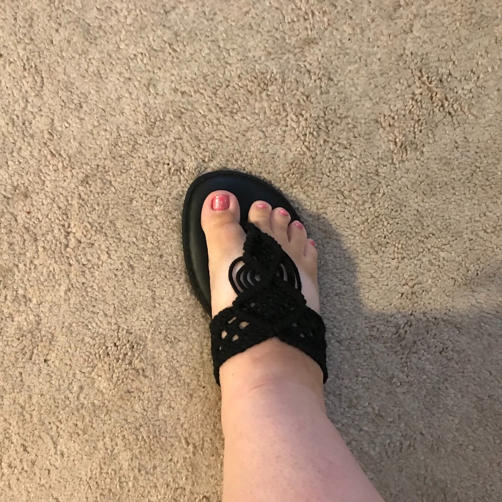 Torrid Black macramé flip-flops